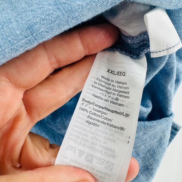 Madewell Chambray Shorts Casual Relaxed Fit Elastic Waist Pockets Cotton Sz XXL - Picture 5 of 7